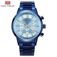 MINI FOCUS Fashion Men Watches 2019 Luxury Brand Stainless Steel Men's Watches Quartz Watches Men Waterproof Silver Watch Men