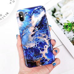 Marble Texture Rock Stone phone Case For iphone X 6 6S 7 8 Plus Colorful Art Blue Pattern Soft IMD Cover Cases Shell