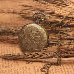 Vintage Bronze Steampunk Pocket Watch Roman Numerals Quartz Necklace Pocket  Watches Chain Men Women Clock Relogio De Bolso@50