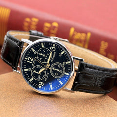 Men's Watch Six Pin Watches Quartz Blue Glass Belt Watch Man Reloj Hombre 2019 men wristwatch clock relogio masculino