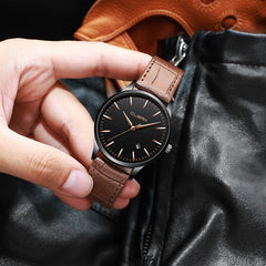 Men's Wrist Watch Sport Stainless Steel Case Leather Band Quartz Analog Watch Mens Watches Mens 2019 Men Wristwatch Clock