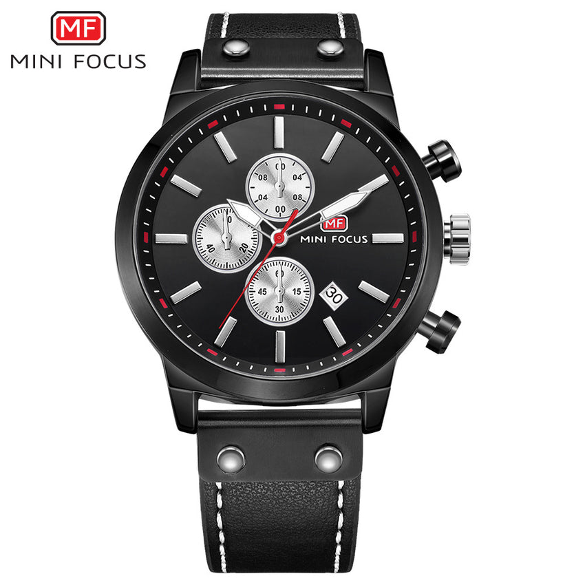 MINI FOCUS Man Watch 2019 Branded Sport Watches For Men Wristwatch Quartz Watch Men Military Chronograph Men Watch Leather Clock