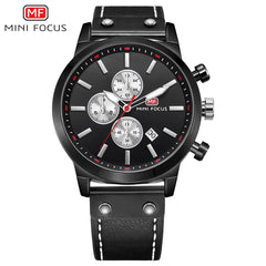 MINI FOCUS Man Watch 2019 Branded Sport Watches For Men Wristwatch Quartz Watch Men Military Chronograph Men Watch Leather Clock