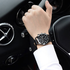 DISU Men Wrist Watch Luxury Stainless Steel Quartz Military Sport Leather Band Dial watch man watches mens 2019 men wristwatch