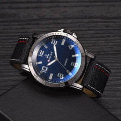 DISU Men Wristwatch Quartz High Quality Leather Blue Ray Glass Watch Man watches mens 2019 men wristwatch clock