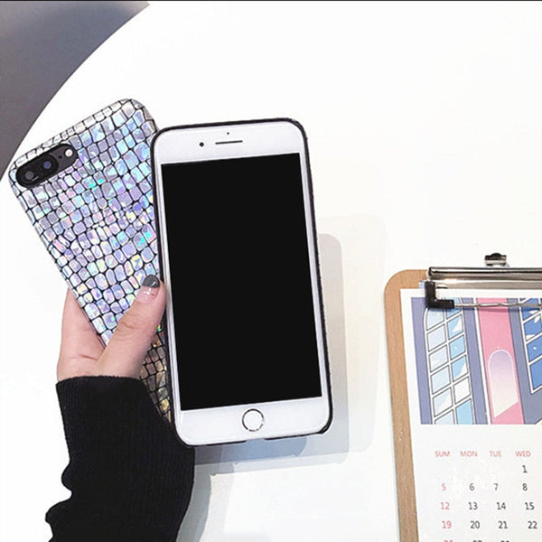 Fashion Snake Scales Glitter Sequins Case For iphone 7 6 6s Plus Cover Slim Soft PU Leather Phone Cases Laser Shinning Shell New