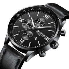 DISU Men Wrist Watch Leather Military Casual Analog Quartz Business watches men wristwatches day date relogios masculino