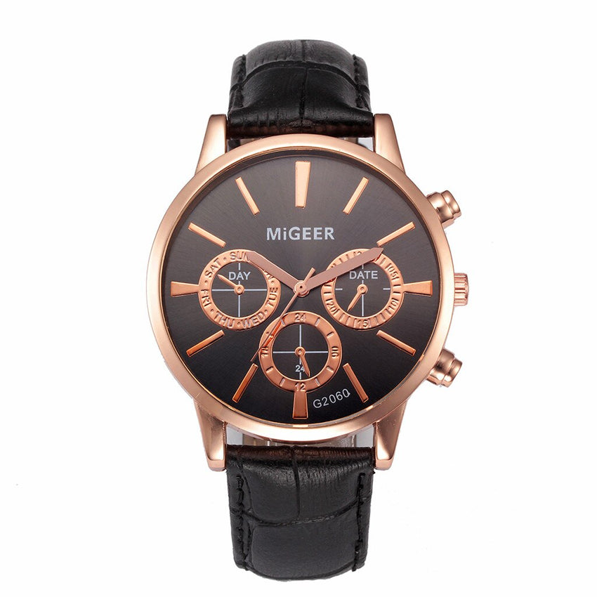 DISU Men Wrist Watch Classic New Leather Strap Quartz Casual watches men unique watch for men relogios masculino