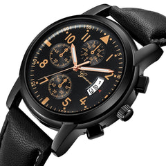 Men's Watch Fashion Luxury Leather Band Date Analog Quartz Diamond Watch Man new arrival in men wrist watches relogio masculino