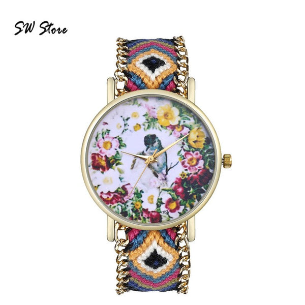 Trendy Bird Language Floral Dial Bright And Interesting Women's Watches High Quality Clock Best Sellers Wristwatch Kadin Saat@50