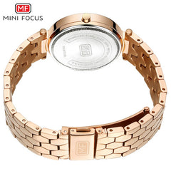 MINIFOCUS Snake Skin Texture Stainless Steel Watch Bands Fashion Designer Brand Luxury Women Watches Quartz Gold Women's Watch