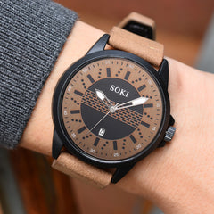 SOKI Man Wrist Watches NEW Sport Watches Quartz Leather Watch Mens Reloj Hombre 2019 Men Wristwatch Clock zegarek meski