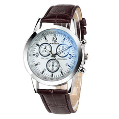 Men Wristwatch Clock Luxury Fashion Faux Leather Blue Ray Glass Quartz Analog Watch Man Montre Homme 2019 relogio masculino