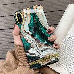 Artistic agate marble gold bar Phone Case For iphone 11 XR XS Max X 6 6S 7 8Plus Glossy soft silicone cover For iphone 11Pro Max