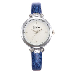 Minimalism Women's Watches Good Dial  Business Ladies Quartz Wristwatch With Rhinestone Solid Color Leather Strap Clock DISU@50