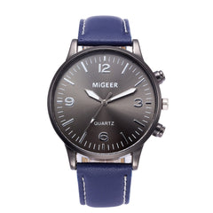DISU Men Wrist Watch Business Leather Strap Sports Simulated Quartz wristwatch mens big dial watches for men relogio masculino