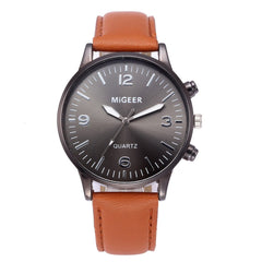 DISU Men Wrist Watch Business Leather Strap Sports Simulated Quartz wristwatch mens big dial watches for men relogio masculino