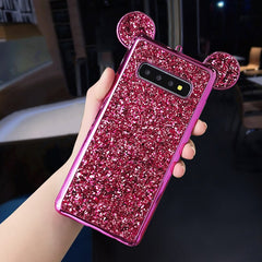 Glitter Powder Sequins Mouse Ear Cases For Samsung Galaxy S9 S10 Plus S10 S10e Electroplated Soft Silicone Shockproof Cover Case