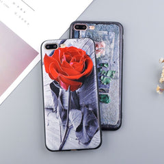 Retro Floral Flower Rose Phone Cases For iphone 8 7 6 6s Plus Fitted Cases 3D Relief Roses Soft TPU Full Protect Back Cover Capa