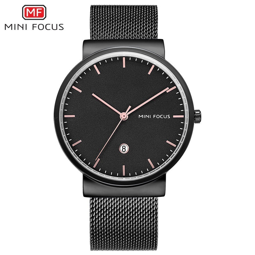 MINI FOCUS Simple Men Watches 2019 Luxury Brand Mesh Stainless Steel Watch Waterproof Men's Wristwatch Quartz Watches Men Clock