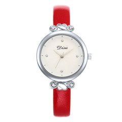 Minimalism Women's Watches Good Dial  Business Ladies Quartz Wristwatch With Rhinestone Solid Color Leather Strap Clock DISU@50