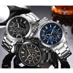MINI FOCUS Fashion Men Watches 2019 Luxury Brand Stainless Steel Men's Watches Quartz Watches Men Waterproof Silver Watch Men