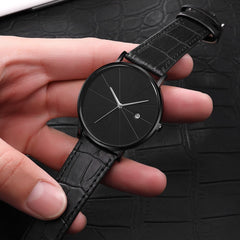DISU Men Watches Leather Blue Ray Glass Quartz Analog With Calen wristwatch mens unique watch for men relogios masculino