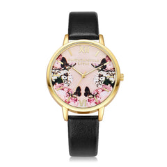High Quality Women Watches Colorful Pattern Dial Ladies Quartz Wristwatch Simple Leather Strap Clock Casual Relogio Feminino@50