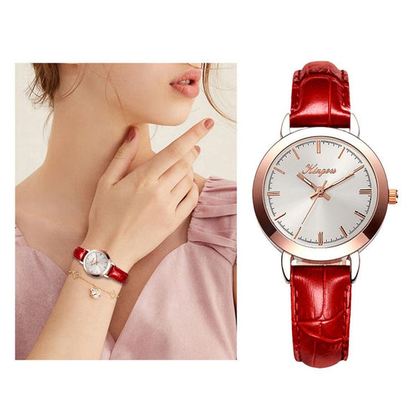 New Women's Watches Scale Rose Gold Shell Disc Fashion Ladies Leather Strap  Simple Clock  Wristwatch Luxury Bayan Kol Saati@50