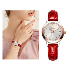 New Women's Watches Scale Rose Gold Shell Disc Fashion Ladies Leather Strap  Simple Clock  Wristwatch Luxury Bayan Kol Saati@50