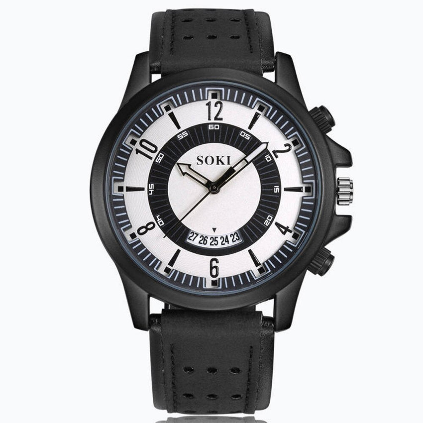 SOKI Men Watch Luxury Fashion Silica Gel Leather Quartz Analog watches men wrist watches day date relogios masculino