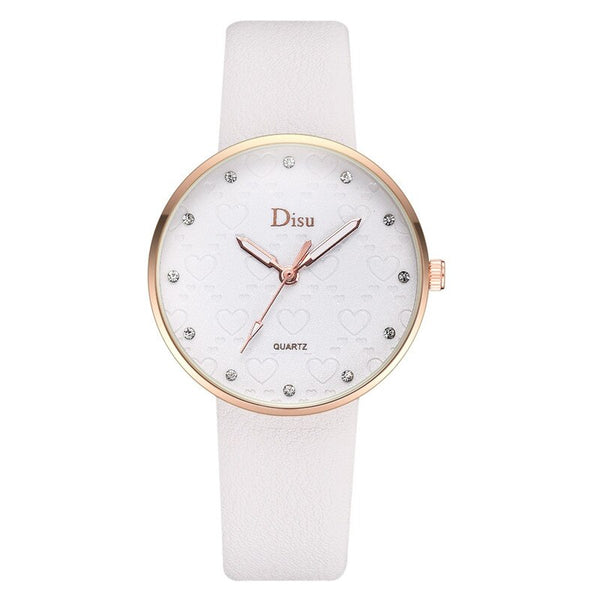 Feature Women's Watches Gold Framed Disc Ladies Quartz Wristwatch  With Rhinestone Casual Clock Fashion  Zegarek Damski @50