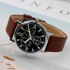 Men's Watch Three Eye Quartz Blue Glass Belt Watch Man new arrival in men wrist watches Reloj Hombre 2019 relogio masculino
