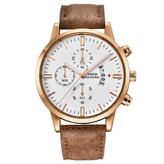 Men's Wristwatch Sport Stainless Steel Case Leather Band Quartz Analog Watch Man relojes hombre 2019 erkek kol saati