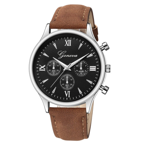 DISU Men Watches Luxury Fashion Faux Leather Blue Ray Glass Quartz Analog watch man watches mens 2019 men wristwatch