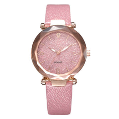 Fashion Starry Sky Watches For Women Crystal Analog Quartz Wristwatches Ladies Sports Clock Dial Leather Strap Zegarki Damskie*X