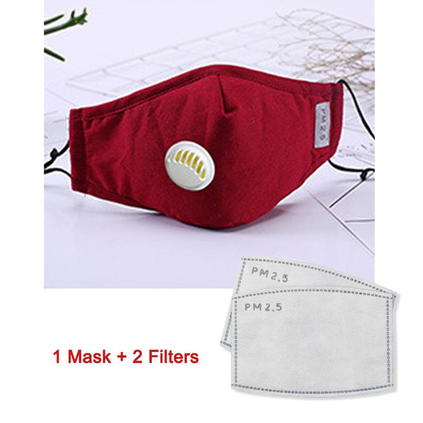 PM2.5 Anti Pollution Mask Dust Respirator Washable Reusable Masks With Valve Filter Cotton Unisex Mouth Muffle