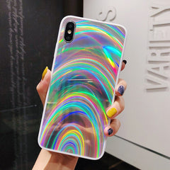 Gradient Rainbow Laser Case For iPhone 11 11 Pro Max XR XS Max X 8 7 6 6S Plus Acrylic Glossy Aurora Shells For iPhone 11 11 Pro