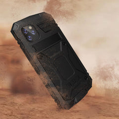Heavy Duty Shockproof Armor Protective Case for iPhone 11 Pro Max XR XS Max Metal Aluminum Dust-proof phone Cover with Kickstand