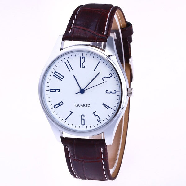 Fashion Men's Watches Simple Letters Casual Leather Waterproof Quartz Wristwatches Man Clock Montre Homme