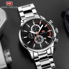MINI FOCUS Men Watches Luxury Brand Stainless Steel Watch Mens Wristwatch Quartz Chronograph Sport Watch Men Waterproof Clock