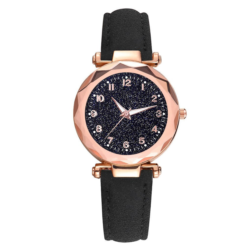 Best Selling Women Watches Irregular Starry Sky Dial Ladies Analog Quartz Wristwatch Soild Color Leather Strap Clock Kol Saati50