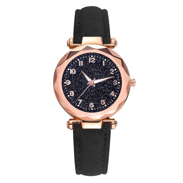 Best Selling Women Watches Irregular Starry Sky Dial Ladies Analog Quartz Wristwatch Soild Color Leather Strap Clock Kol Saati50