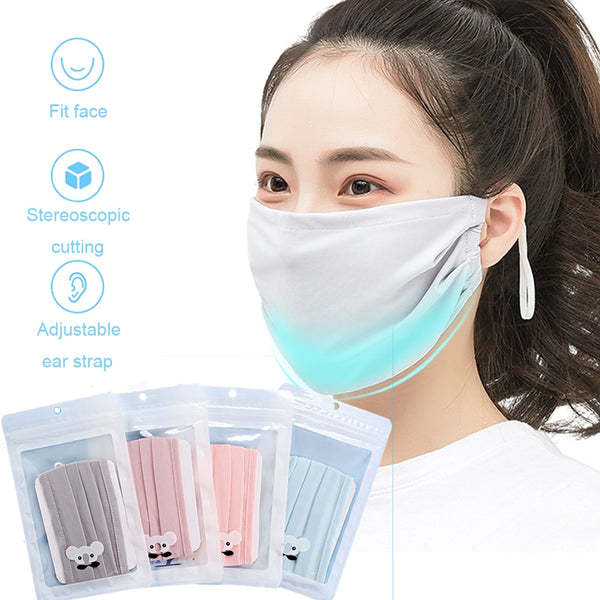 Fashion Cute Earloop Summer Face Mask Ice Silk Cotton Recycling Sunscreen Dustproof Haze Proof Mouth Mask