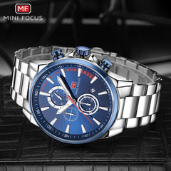 MINI FOCUS Men Watches Luxury Brand Stainless Steel Watch Mens Wristwatch Quartz Chronograph Sport Watch Men Waterproof Clock