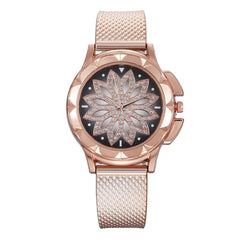 Luxury Rose Gold Women Mesh Watches Hot Fashion Flowers Elegant Ladies  Quartz Wristwatches Female Watch Clock Relogio Feminino*