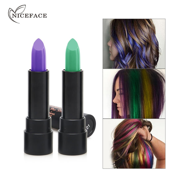 Women Portable Disposable Multi Color Hair Dye Pen Long Lasting Lipstick Shape Natural Coloring Cream Hair Dyeing Paste Easy Use