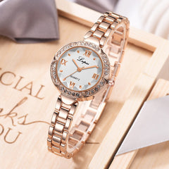 Women Watches Diamond Bracelet Set Watches Ladies Casual Alloy Rose Gold Band Quartz Wristwatch Female Clock 2020 Zegarek Damski
