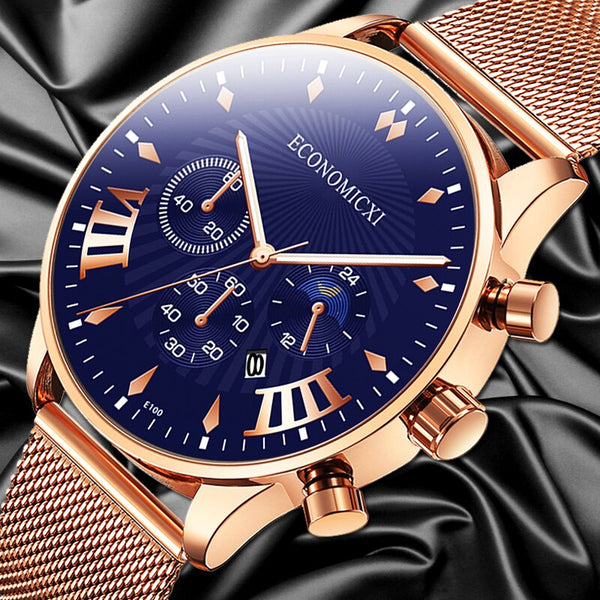 relogio masculino 2020 Fashion Mens Business Watches Men Date Calendar Clock Luxury Stainless Steel Mesh Belt Quartz Wrist Watch