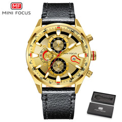 MINI FOCUS Top Brand Sport Watch For Men Luxury Casual Men Watches Fashion Leather Quartz Wrist Watch Men Waterproof Chronograph